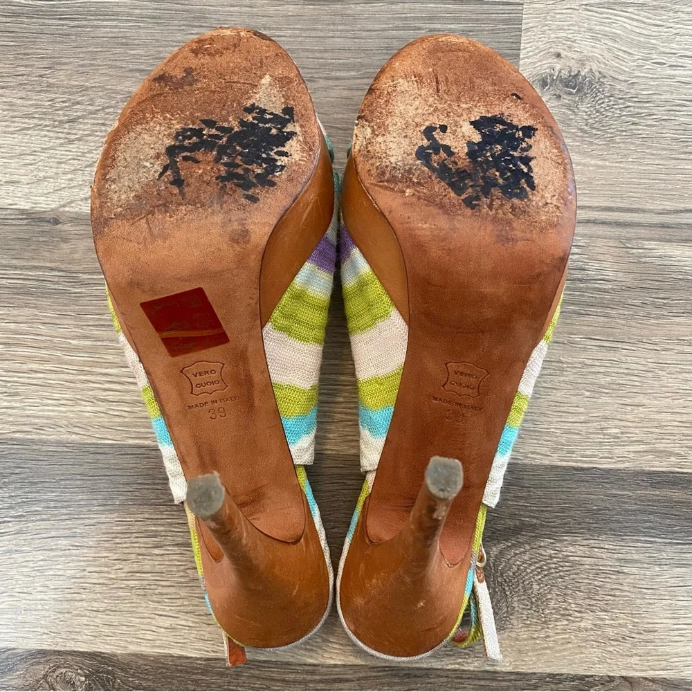 Missoni Slingback Peep Toe Pump Heels - Picture 10 of 11